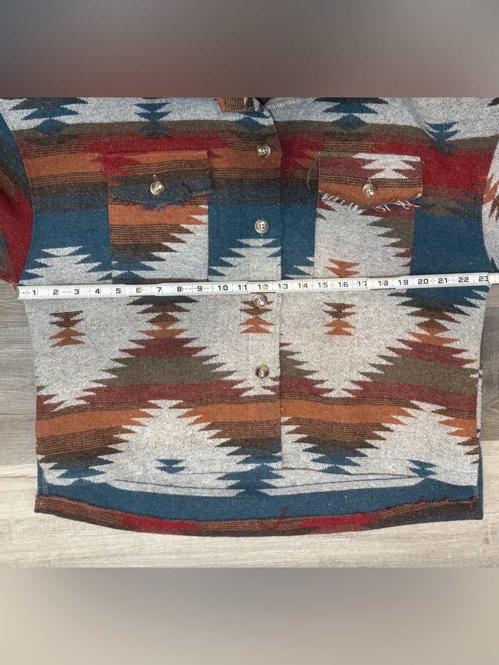 Southwestern Pattern Button-Front Jacket - Rust Blue - Picture 2 of 9